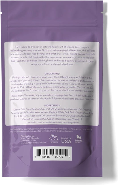 Sitz Bath Salt – Postpartum Care and Hemorrhoid Treatment – Natural Soak for Self Care and Hemmoroid Treatment - Post Partum Essentials, 10 Oz, by