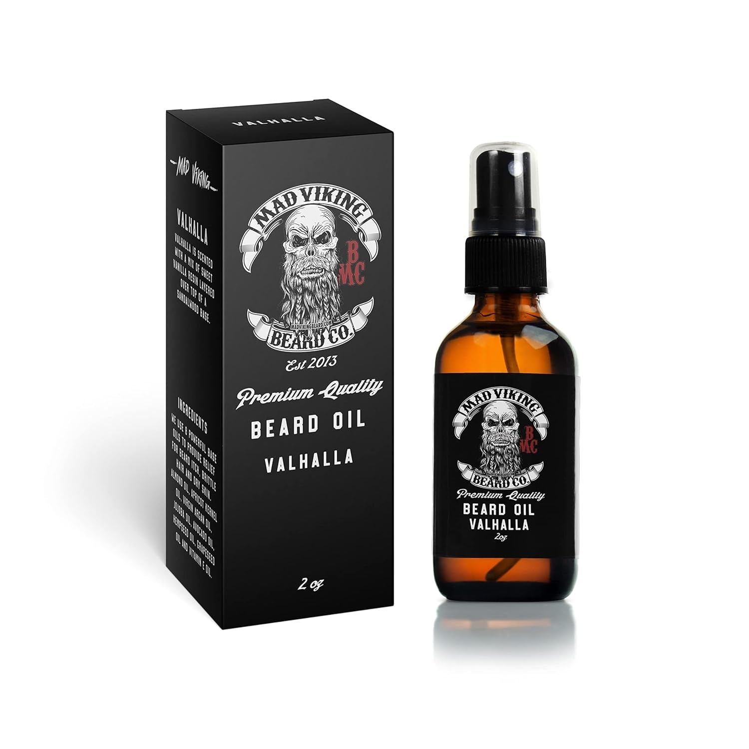 Premium Beard Oil for All Lengths, All-Natural, Moisturizes Skin, Reduces Beard Itch, Helps Relieve Acne. for a Thicker Fuller Looking Beard. Made in the USA - 2Oz (VALHALLA)