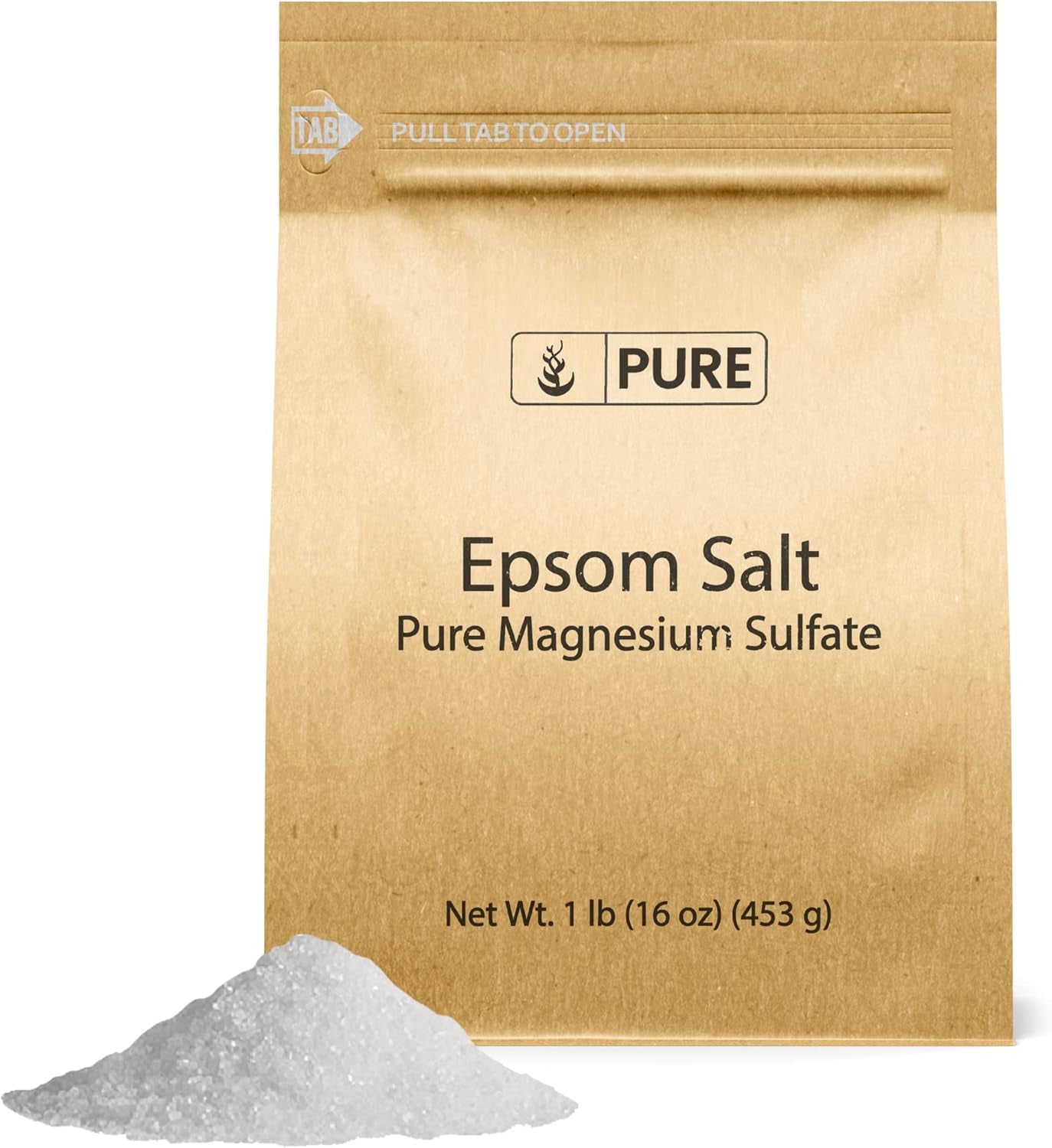 Epsom Salt (1 Lb) Pure Magnesium Sulfate, Food Grade, Soaking Solution