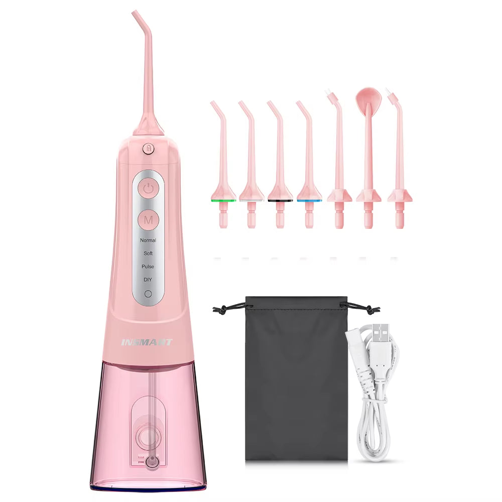 Oral Irrigator Dental Water Flosser Teeth Whitening Waterproof Portable Dental Water Jet Floss 300ML Teeth Cleaner