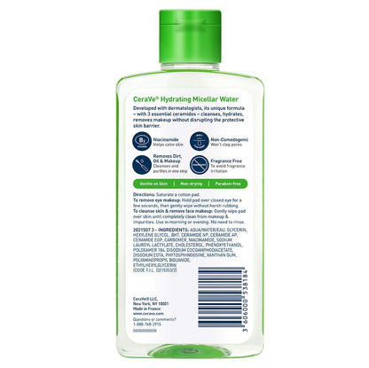 Micellar Water, New & Improved Formula, Hydrating Facial Cleanser & Eye Makeup Remover, Fragrance Free & Non-Irritating, 10 Fl. Oz