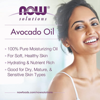 Solutions, Avocado Oil, 100% Pure Moisturizing Oil, Nutrient Rich and Hydrating, 16-Ounce